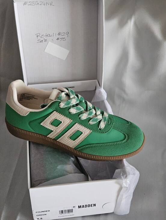 Steve Madden Shoes - Steve Madden Green Low-Top Sneakers with Cream Accents